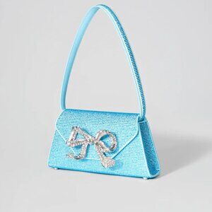 NWT SELF PORTRAIT BLUE RHINESTONE BOW MINI SHOULDER BAG